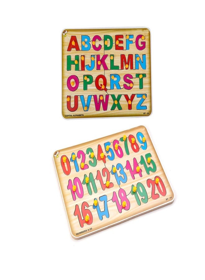 RPC99 Wooden English Alphabets & Numeric Number 1-20 Wooden Puzzle for 02 Yrs - 05 Yrs (Multicolor) (2 Boards) - Image 1